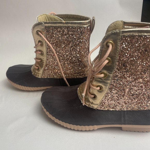 Avanti kids rose pink/brown Glitter Duck Boots size 2 - Picture 1 of 13